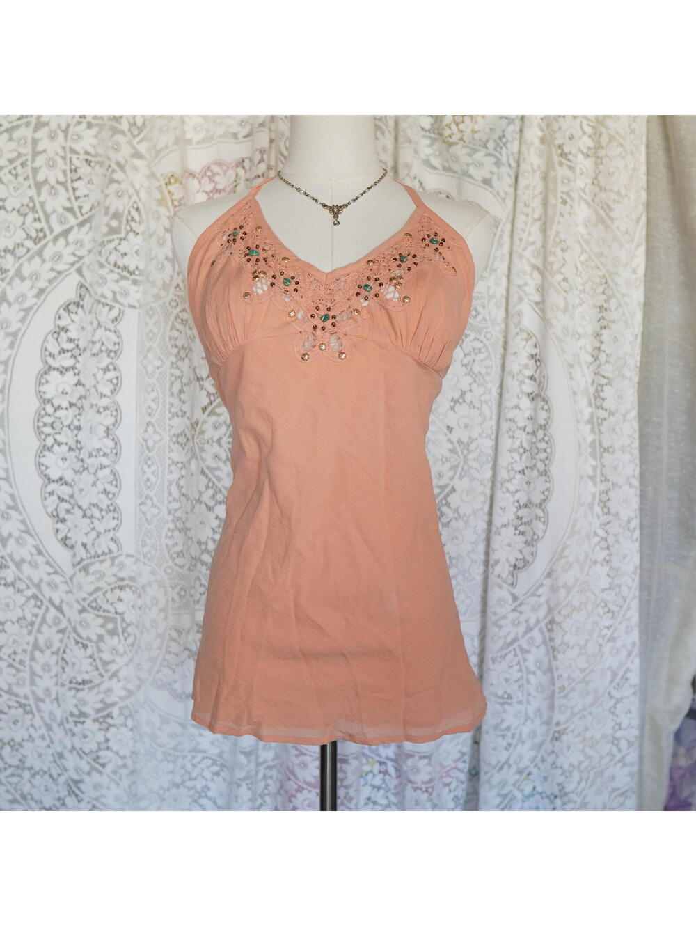 Y2K Beaded Halter Tank Express